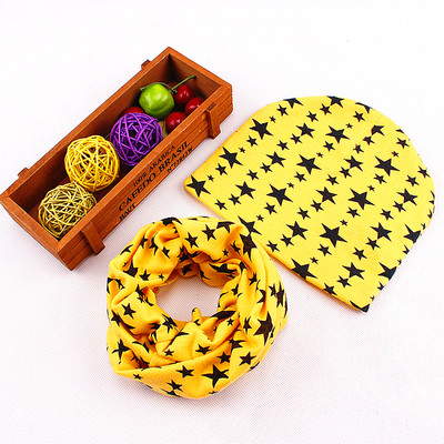 Детски зимен комплект с принт - шал + шапка в много цветове