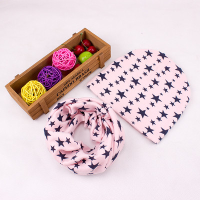 Детски зимен комплект с принт - шал + шапка в много цветове