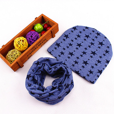 Детски зимен комплект с принт - шал + шапка в много цветове