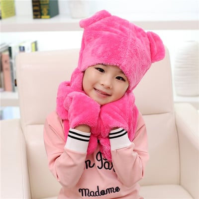 Интересен комплект детски шал,шапка + ръкавици в различни цветове