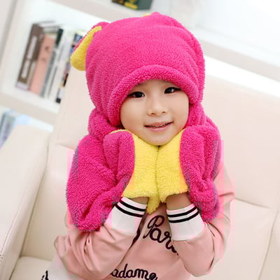 Интересен комплект детски шал,шапка + ръкавици в различни цветове