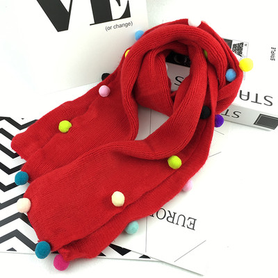 Ежедневен зимен шал за деца с топчета и в различни цветове