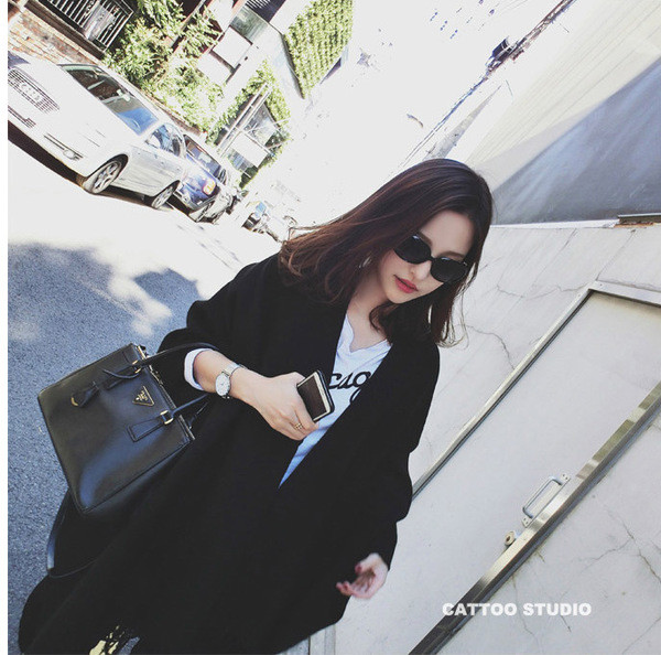 Стилен дамски дълъг шал с ресни в черен шал