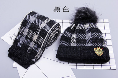 Детски зимен комплект - шал + шапка с принт