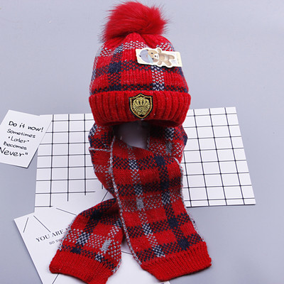 Детски зимен комплект - шал + шапка с принт