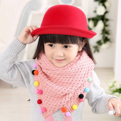 Детски зимен шал за момичета с цветни топчета