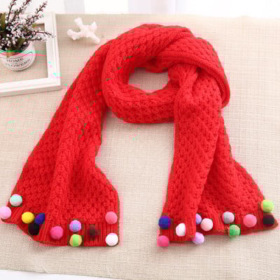 Детски зимен шал за момичета с цветни топчета