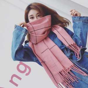 Спортно-елегантен мек и топъл дамски шал с ресни в няколко цвята