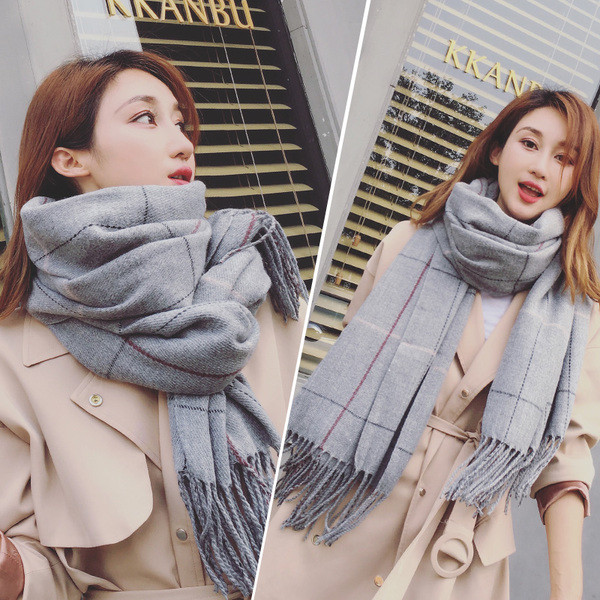 Спортно-елегантен мек и топъл дамски шал с ресни в няколко цвята