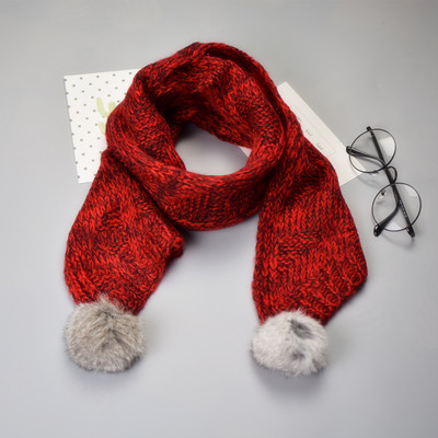 Вълнен детски шал с пухчета за момчета и момичета