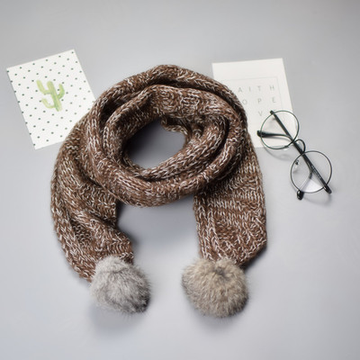 Вълнен детски шал с пухчета за момчета и момичета