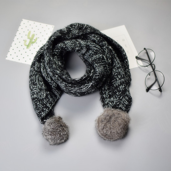 Вълнен детски шал с пухчета за момчета и момичета