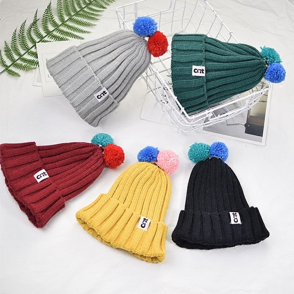 Плетена зимна шапка за момичета и момчета в различни цветове