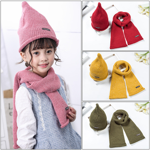 Зимен детски комплект - шал + шапка в различни цветове