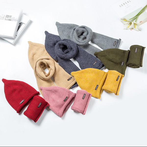 Зимен детски комплект - шал + шапка в различни цветове