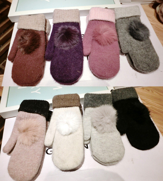 Дамски зимни ръкавици с пухче в много цветове