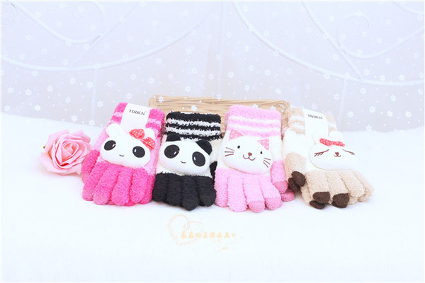 Зимни детски ръкавици с 3D декорация в четири цвята