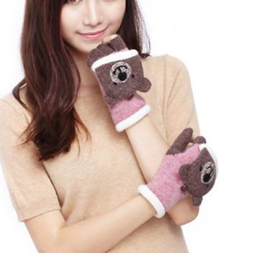 Зимни детски унисекс ръкавици с апликация в три цвята 