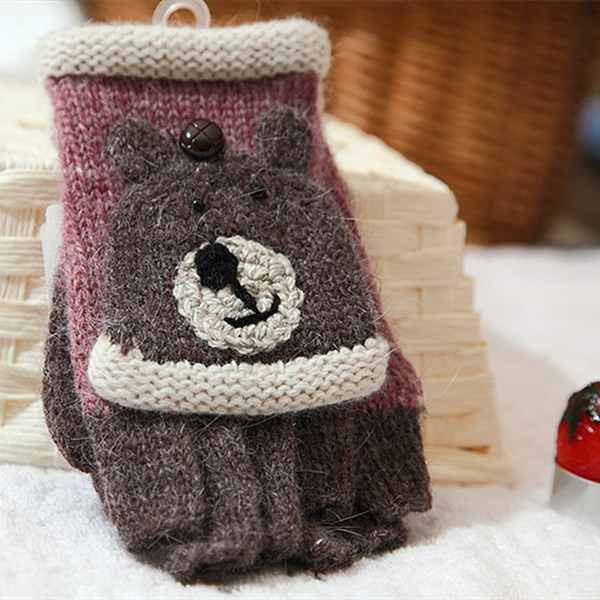 Зимни детски унисекс ръкавици с апликация в три цвята 