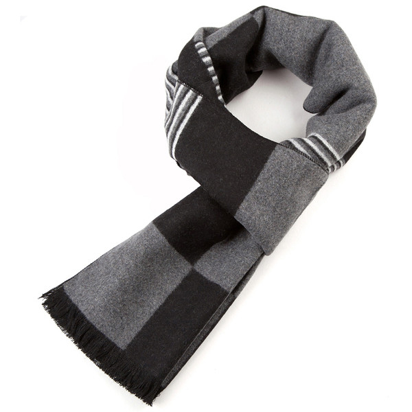 Елегантен мъжки есенно-зимен шал в сив цвят