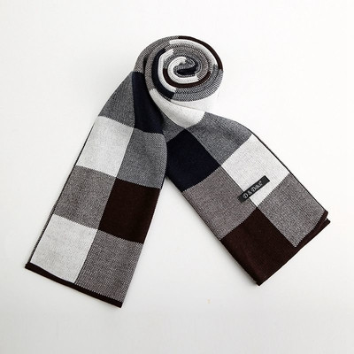 Модерен есенно-зимен мъжки шал на големи карета