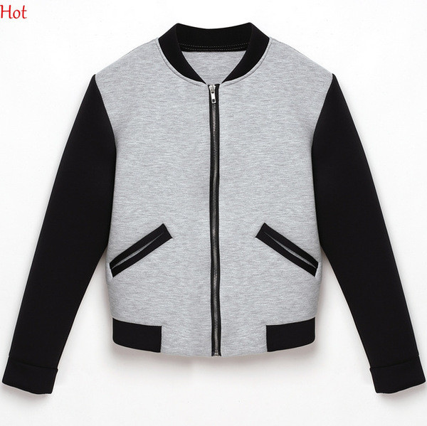 Дамско спортно есенно-зимно яке с О-образна яка в сив цвят