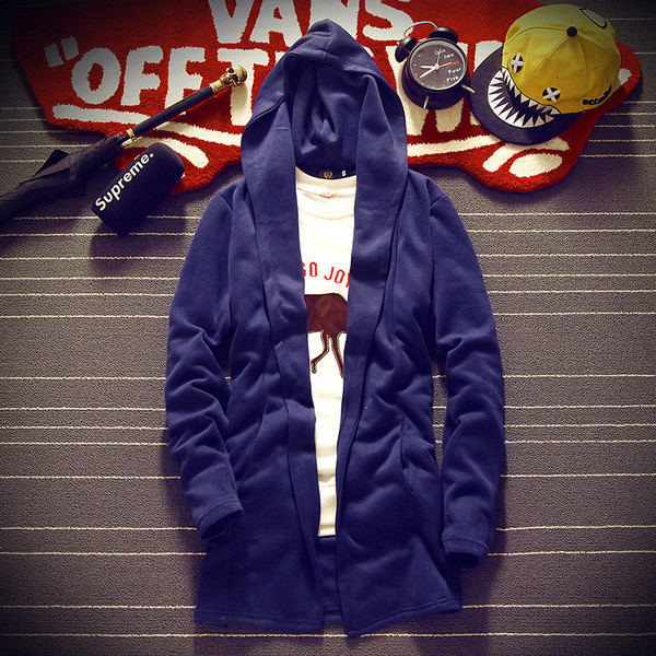 Мъжки спортен ежедневен суичър с качулка и цип в дълъг модел в три цвята