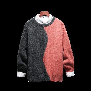 Есенно-зимен мъжки пуловер с две лица в два цвята