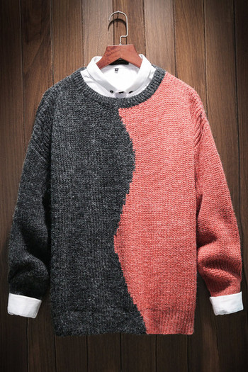 Есенно-зимен мъжки пуловер с две лица в два цвята