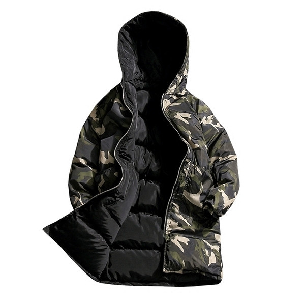 Спортно зимно мъжко яке с качулка с две лица в два цвята