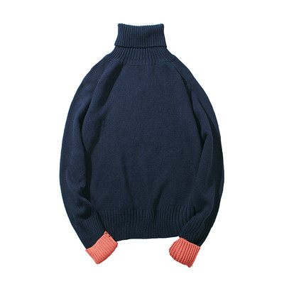 Есенно-зимен мъжки пуловер с поло яка и цветни ръкави в три цвята