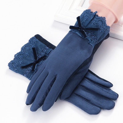 Κομψά χειμωνιάτικα γυναικεία γάντια με δαντέλα και κορδέλα