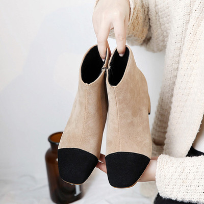 Ежедневни дамски боти от еко велур в два цвята