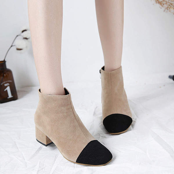 Ежедневни дамски боти от еко велур в два цвята