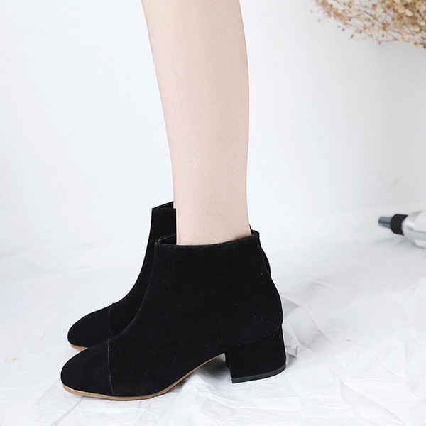 Ежедневни дамски боти от еко велур в два цвята