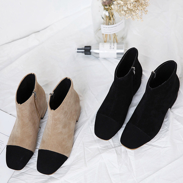 Ежедневни дамски боти от еко велур в два цвята