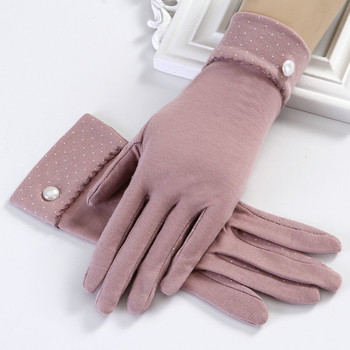 Κομψά γυναικεία ζεστά γάντια με διακόσμηση