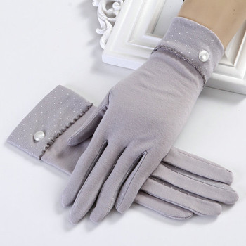 Κομψά γυναικεία ζεστά γάντια με διακόσμηση
