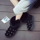 Casual, ζεστές γυναικείες μπότες με επίπεδη σόλα, κάτω και διακοσμητικά πριτσίνια σε τρία χρώματα