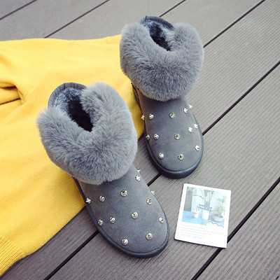 Casual, ζεστές γυναικείες μπότες με επίπεδη σόλα, κάτω και διακοσμητικά πριτσίνια σε τρία χρώματα