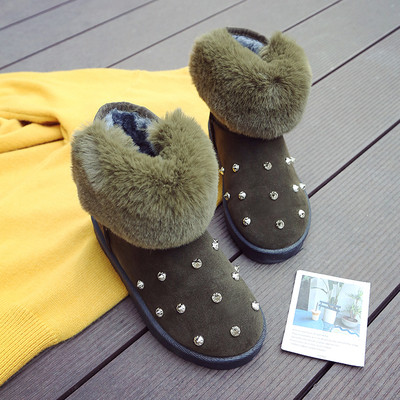 Casual, ζεστές γυναικείες μπότες με επίπεδη σόλα, κάτω και διακοσμητικά πριτσίνια σε τρία χρώματα