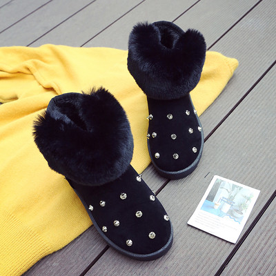 Casual, ζεστές γυναικείες μπότες με επίπεδη σόλα, κάτω και διακοσμητικά πριτσίνια σε τρία χρώματα