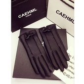 Елегантни дамски ръкавици от еко кожа в черен цвят