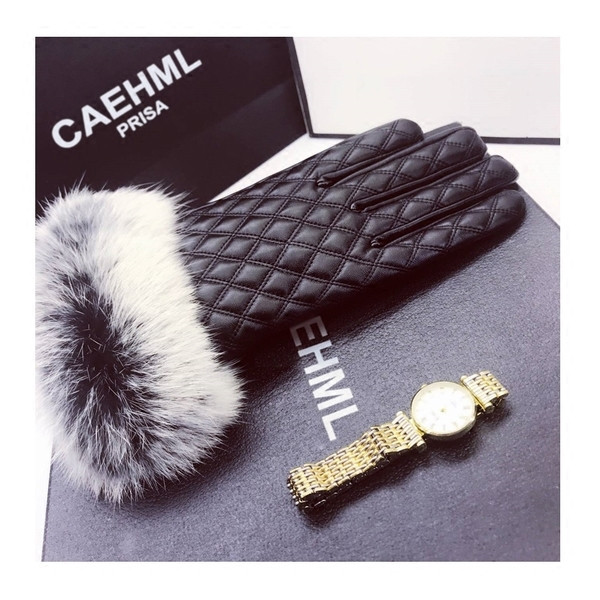 Елегантни дамски ръкавици с естествен косъм от заек