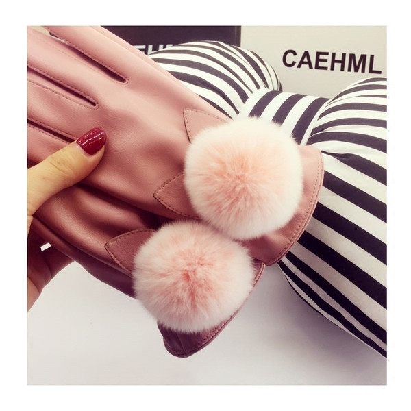 Γυναικεία γάντια σε μαύρο και ροζ χρώμα