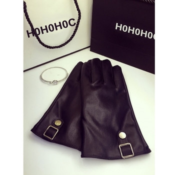 Стилни дамски ръкавици - подплатени, в черен цвят