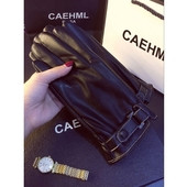 Γάντια κυρίες μαύρα με ιμάντα