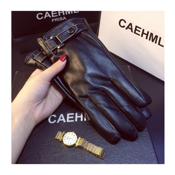 Γάντια κυρίες μαύρα με ιμάντα