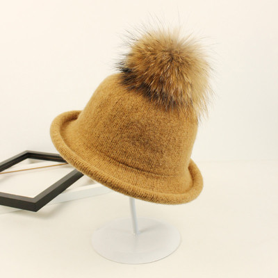 Κυρίες κομψό καπέλο σε διάφορα χρώματα με χνούδι