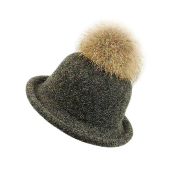 Κυρίες κομψό καπέλο σε διάφορα χρώματα με χνούδι